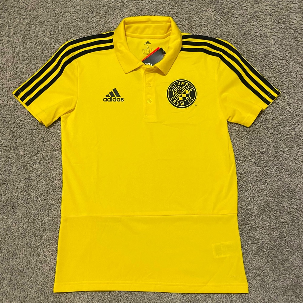 NWT Adidas Columbus Crew Yellow Polo Shirt, Small